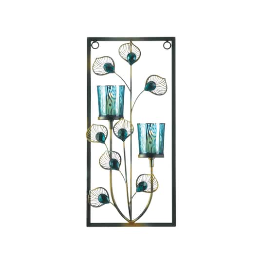 15&#x22; Peacock Candle Wall Sconce